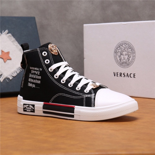 Cheap Versace High Tops Shoes For Men #505591 Replica Wholesale [$76.00 USD] [ITEM#505591] on Replica Versace High Tops Shoes