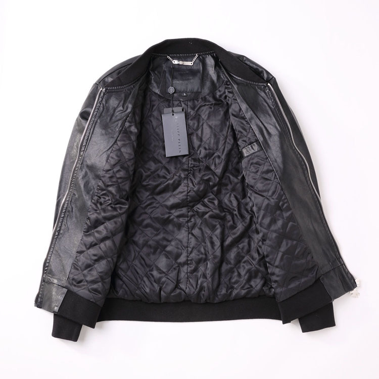 Cheap Philipp Plein PP Leather Jackets Long Sleeved Zipper For Men ...