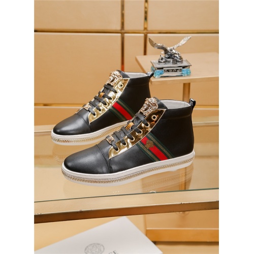 Cheap Versace High Tops Shoes For Men #513641 Replica Wholesale [$82.00 USD] [ITEM#513641] on Replica Versace High Tops Shoes