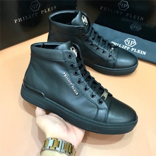 Cheap Philipp Plein PP High Tops Shoes For Men #515284 Replica Wholesale [$85.00 USD] [ITEM#515284] on Replica Philipp Plein PP High Tops Shoes