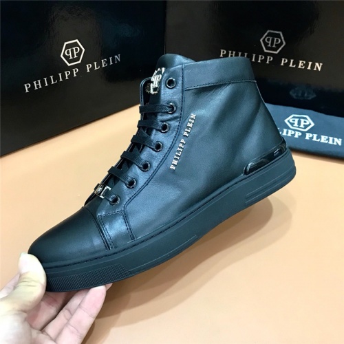 Cheap Philipp Plein PP High Tops Shoes For Men #515284 Replica Wholesale [$85.00 USD] [ITEM#515284] on Replica Philipp Plein PP High Tops Shoes