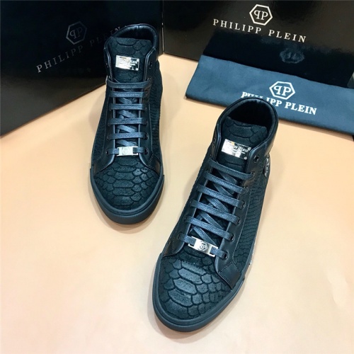Cheap Philipp Plein PP High Tops Shoes For Men #515285 Replica Wholesale [$85.00 USD] [ITEM#515285] on Replica Philipp Plein PP High Tops Shoes