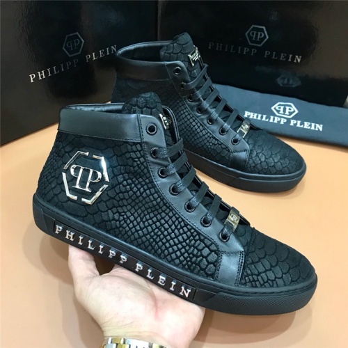 Cheap Philipp Plein PP High Tops Shoes For Men #515286 Replica Wholesale [$85.00 USD] [ITEM#515286] on Replica Philipp Plein PP High Tops Shoes