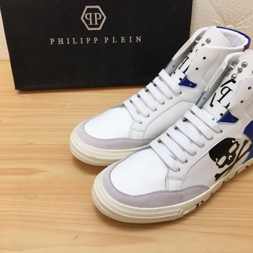 Cheap Philipp Plein PP High Tops Shoes For Men #518376 Replica Wholesale [$85.00 USD] [ITEM#518376] on Replica Philipp Plein PP High Tops Shoes