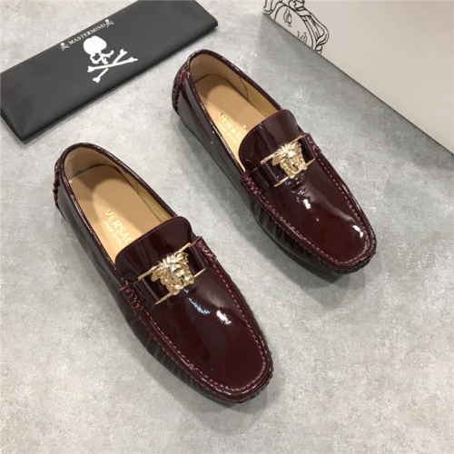 Cheap Versace Leather Shoes For Men #521939 Replica Wholesale [$64.00 USD] [ITEM#521939] on Replica Versace Leather Shoes