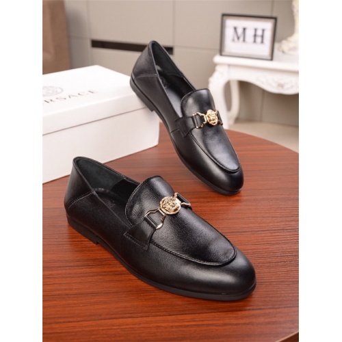 Cheap Versace Leather Shoes For Men #524614 Replica Wholesale [$85.00 USD] [ITEM#524614] on Replica Versace Leather Shoes