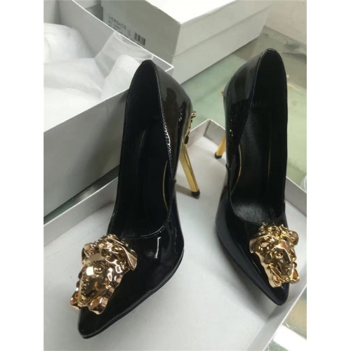 Cheap Versace High-Heeled Shoes For Women #528444 Replica Wholesale [$80.00 USD] [ITEM#528444] on Replica Versace High-Heeled Shoes