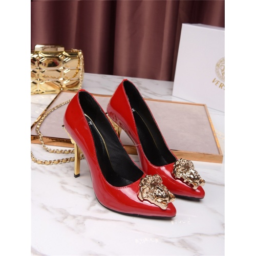 Cheap Versace High-Heeled Shoes For Women #528445 Replica Wholesale [$80.00 USD] [ITEM#528445] on Replica Versace High-Heeled Shoes