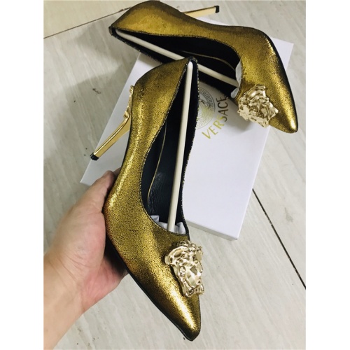 Cheap Versace High-Heeled Shoes For Women #528455 Replica Wholesale [$80.00 USD] [ITEM#528455] on Replica Versace High-Heeled Shoes
