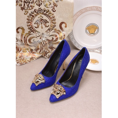 Cheap Versace High-Heeled Shoes For Women #528475 Replica Wholesale [$80.00 USD] [ITEM#528475] on Replica Versace High-Heeled Shoes