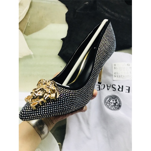 Cheap Versace High-Heeled Shoes For Women #528483 Replica Wholesale [$80.00 USD] [ITEM#528483] on Replica Versace High-Heeled Shoes