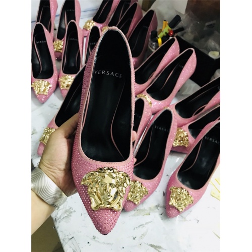 Cheap Versace High-Heeled Shoes For Women #528484 Replica Wholesale [$80.00 USD] [ITEM#528484] on Replica Versace High-Heeled Shoes