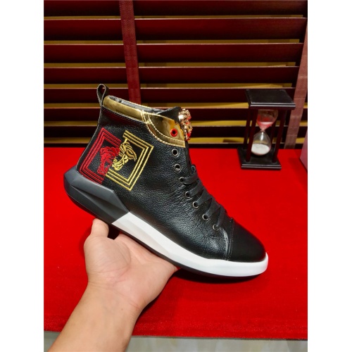 Cheap Versace High Tops Shoes For Men #528503 Replica Wholesale [$85.00 USD] [ITEM#528503] on Replica Versace High Tops Shoes