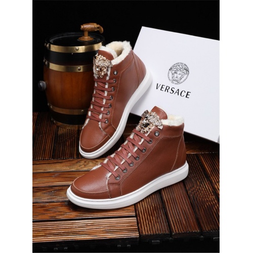 Cheap Versace High Tops Shoes For Men #533887 Replica Wholesale [$82.00 USD] [ITEM#533887] on Replica Versace High Tops Shoes