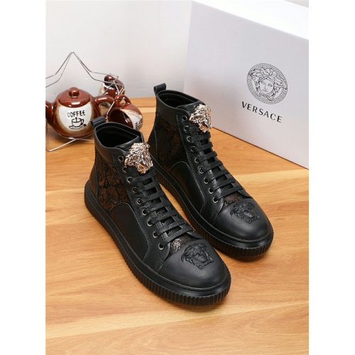 Cheap Versace High Tops Shoes For Men #538424 Replica Wholesale [$80.00 USD] [ITEM#538424] on Replica Versace High Tops Shoes