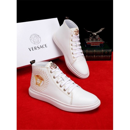 Cheap Versace High Tops Shoes For Men #547887 Replica Wholesale [$82.00 USD] [ITEM#547887] on Replica Versace High Tops Shoes