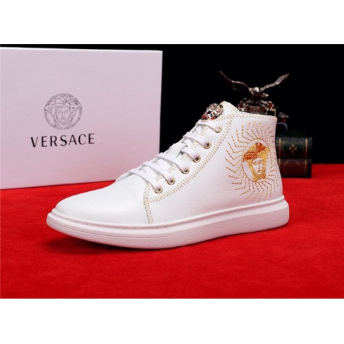 Cheap Versace High Tops Shoes For Men #547887 Replica Wholesale [$82.00 USD] [ITEM#547887] on Replica Versace High Tops Shoes