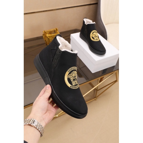 Cheap Versace High Tops Shoes For Men #549870 Replica Wholesale [$82.00 USD] [ITEM#549870] on Replica Versace High Tops Shoes