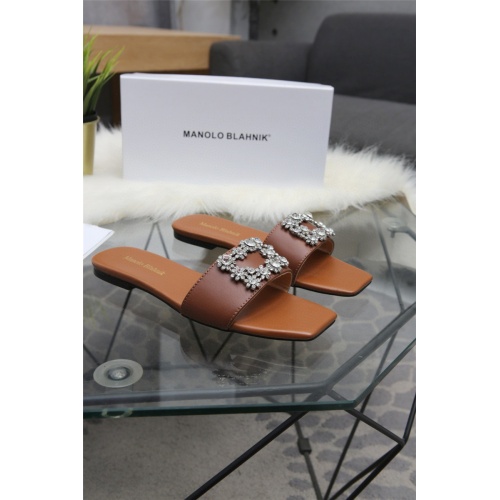 Cheap Manolo Blahnik Slippers For Women #554157 Replica Wholesale [$68.00 USD] [ITEM#554157] on Replica Manolo Blahnik Flat Shoes