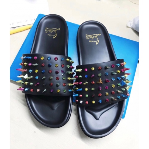 Cheap Christian Louboutin CL Slippers For Men #769380 Replica Wholesale [$72.00 USD] [ITEM#769380] on Replica Christian Louboutin CL Slippers