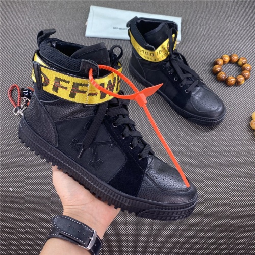 Cheap Off-White High Tops Shoes For Men #785550 Replica Wholesale [$118.00 USD] [ITEM#785550] on Replica Off-White High Tops Shoes