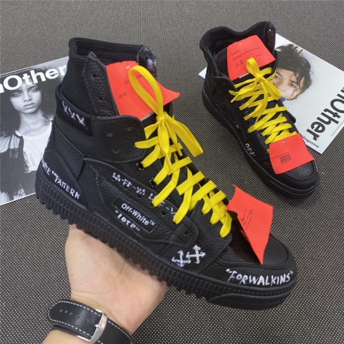 Cheap Off-White High Tops Shoes For Men #785557 Replica Wholesale [$118.00 USD] [ITEM#785557] on Replica Off-White High Tops Shoes