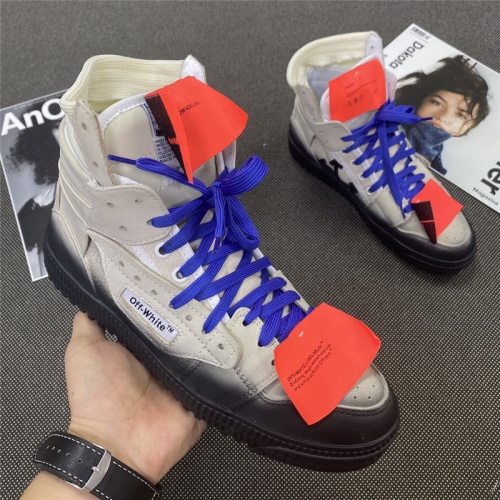 Cheap Off-White High Tops Shoes For Men #785558 Replica Wholesale [$118.00 USD] [ITEM#785558] on Replica Off-White High Tops Shoes
