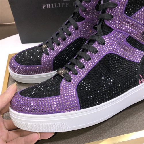 Cheap Philipp Plein PP High Tops Shoes For Men #831151 Replica Wholesale [$105.00 USD] [ITEM#831151] on Replica Philipp Plein PP High Tops Shoes