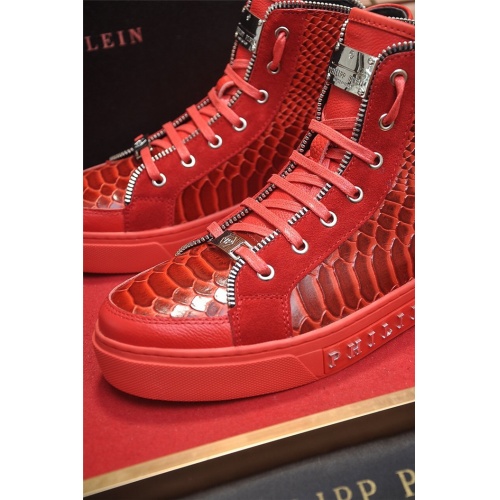 Cheap Philipp Plein PP High Tops Shoes For Men #831443 Replica Wholesale [$85.00 USD] [ITEM#831443] on Replica Philipp Plein PP High Tops Shoes