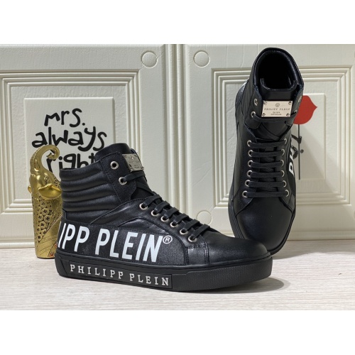 Cheap Philipp Plein PP High Tops Shoes For Men #837002 Replica Wholesale [$88.00 USD] [ITEM#837002] on Replica Philipp Plein PP High Tops Shoes