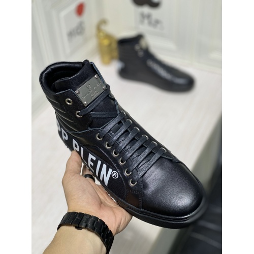 Cheap Philipp Plein PP High Tops Shoes For Men #837002 Replica Wholesale [$88.00 USD] [ITEM#837002] on Replica Philipp Plein PP High Tops Shoes