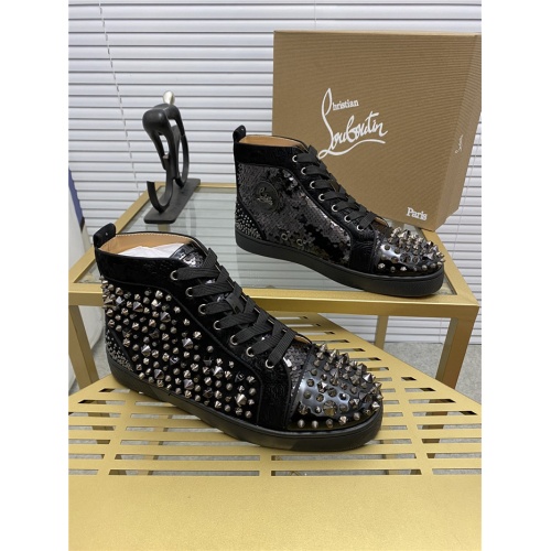 Cheap Christian Louboutin High Tops Shoes For Men #844238 Replica Wholesale [$98.00 USD] [ITEM#844238] on Replica Christian Louboutin High Top Shoes