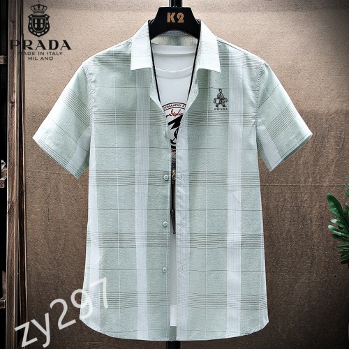 Cheap Prada Shirts Short Sleeved For Men #849792 Replica Wholesale [$34.00 USD] [ITEM#849792] on Replica Prada Shirts