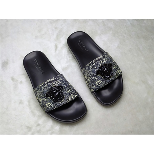 Cheap Versace Slippers For Men #861296 Replica Wholesale [$40.00 USD] [ITEM#861296] on Replica Versace Slippers