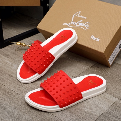 Cheap Christian Louboutin CL Slippers For Men #894452 Replica Wholesale [$56.00 USD] [ITEM#894452] on Replica Christian Louboutin CL Slippers