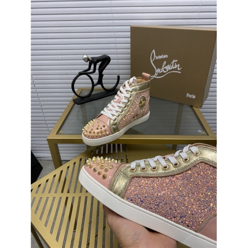 Cheap Christian Louboutin High Tops Shoes For Women #922667 Replica Wholesale [$96.00 USD] [ITEM#922667] on Replica Christian Louboutin High Top Shoes