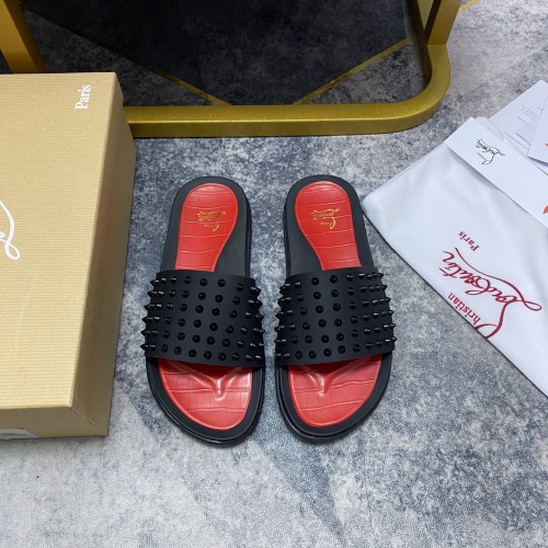 Cheap Christian Louboutin CL Slippers For Men #959193 Replica Wholesale [$56.00 USD] [ITEM#959193] on Replica Christian Louboutin CL Slippers