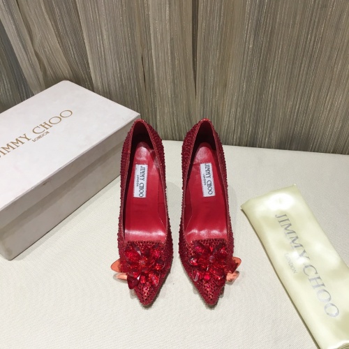 Cheap Jimmy Choo High-Heeled Shoes For Women #973121 Replica Wholesale [$85.00 USD] [ITEM#973121] on Replica Jimmy Choo High-Heeled Shoes