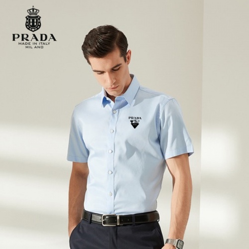 Cheap Prada Shirts Short Sleeved For Men #989428 Replica Wholesale [$38.00 USD] [ITEM#989428] on Replica Prada Shirts