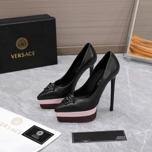 Cheap Versace High-Heeled Shoes For Women #1007369 Replica Wholesale [$128.00 USD] [ITEM#1007369] on Replica Versace High-Heeled Shoes