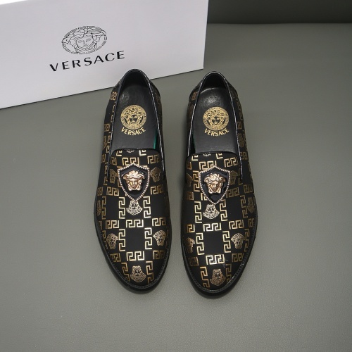 Cheap Versace Leather Shoes For Men #1021152 Replica Wholesale [$76.00 USD] [ITEM#1021152] on Replica Versace Leather Shoes