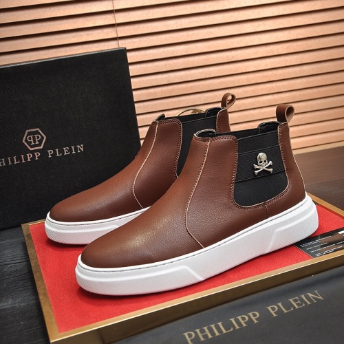 Cheap Philipp Plein PP High Tops Shoes For Men #1026177 Replica Wholesale [$88.00 USD] [ITEM#1026177] on Replica Philipp Plein PP High Tops Shoes