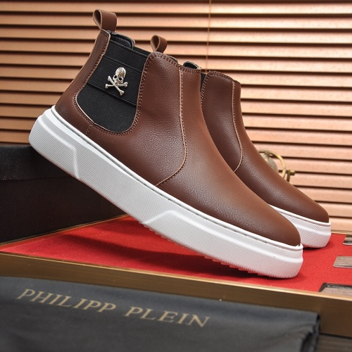 Cheap Philipp Plein PP High Tops Shoes For Men #1026177 Replica Wholesale [$88.00 USD] [ITEM#1026177] on Replica Philipp Plein PP High Tops Shoes