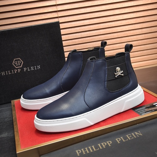 Cheap Philipp Plein PP High Tops Shoes For Men #1026179 Replica Wholesale [$88.00 USD] [ITEM#1026179] on Replica Philipp Plein PP High Tops Shoes