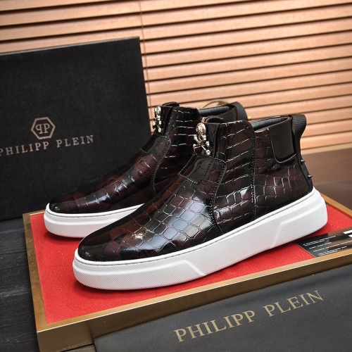 Cheap Philipp Plein PP High Tops Shoes For Men #1026188 Replica Wholesale [$88.00 USD] [ITEM#1026188] on Replica Philipp Plein PP High Tops Shoes