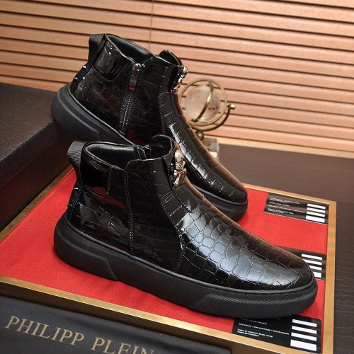 Cheap Philipp Plein PP High Tops Shoes For Men #1026191 Replica Wholesale [$88.00 USD] [ITEM#1026191] on Replica Philipp Plein PP High Tops Shoes