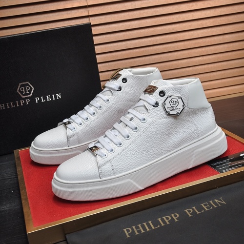 Cheap Philipp Plein PP High Tops Shoes For Men #1026275 Replica Wholesale [$88.00 USD] [ITEM#1026275] on Replica Philipp Plein PP High Tops Shoes