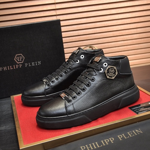 Cheap Philipp Plein PP High Tops Shoes For Men #1026277 Replica Wholesale [$88.00 USD] [ITEM#1026277] on Replica Philipp Plein PP High Tops Shoes
