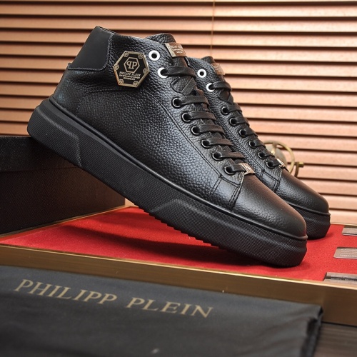 Cheap Philipp Plein PP High Tops Shoes For Men #1026277 Replica Wholesale [$88.00 USD] [ITEM#1026277] on Replica Philipp Plein PP High Tops Shoes