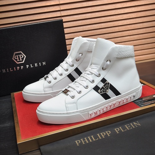 Cheap Philipp Plein PP High Tops Shoes For Men #1028793 Replica Wholesale [$88.00 USD] [ITEM#1028793] on Replica Philipp Plein PP High Tops Shoes